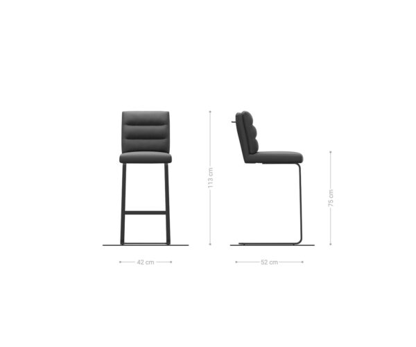 Barová židle Pela-Flex pravá kůže černá konzolová plošný kov - Image 6