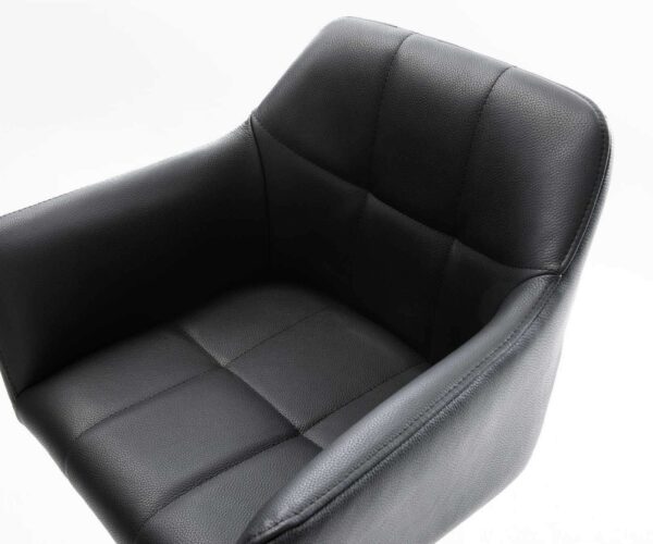 Barová židle Yulo-Flex pravá černá kůže, konzolová, plochá nerezová ocel - Image 4