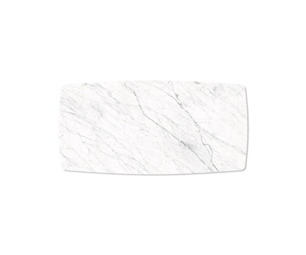 Jídelní stůl Edge Tvar lodi 200x100 cm Laminam® keramika bílá, černá křížová podnož - Image 4