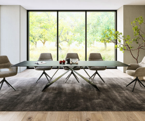 Jídelní stůl Edge 300x100 cm Laminam® keramika šedá, černá noha ve tvaru V - Image 2