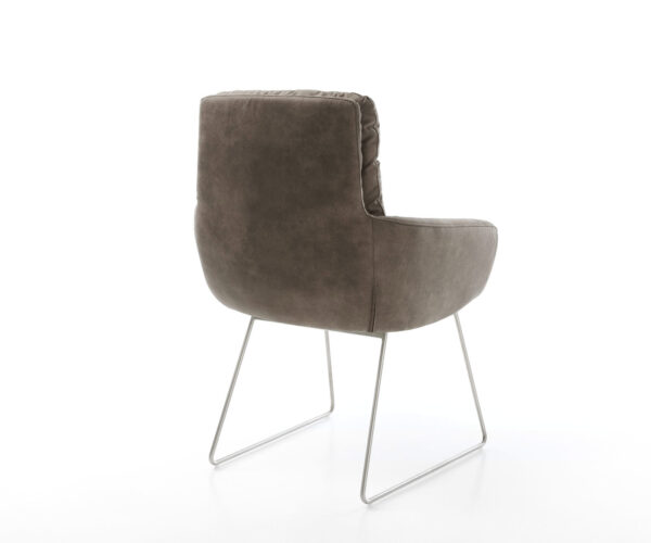 Jídelní židle Abelia-Flex s područkami taupe vintage, kluzná konstrukce z nerezové oceli - Image 5