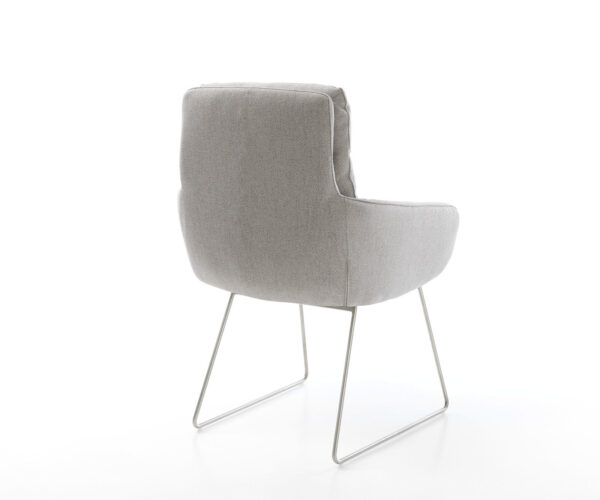 Jídelní židle Abelia-Flex s područkami Stripes světle šedá, kluzná konstrukce z nerezové oceli - Image 5