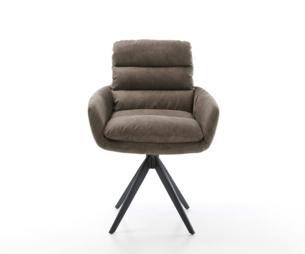 Jídelní židle Abelia-Flex s područkami taupe vintage, křížová podnož, černá hranatá - Image 2