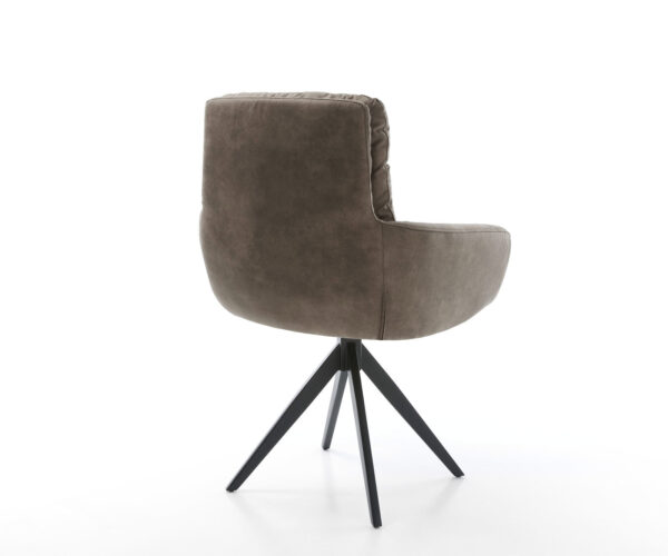 Jídelní židle Abelia-Flex s područkami taupe vintage, křížová podnož, černá hranatá - Image 5