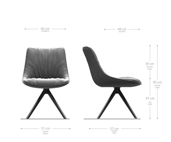 Jídelní židle Elda-Flex strukturální látka antracit, křížová podnož, černá hranatá - Image 6