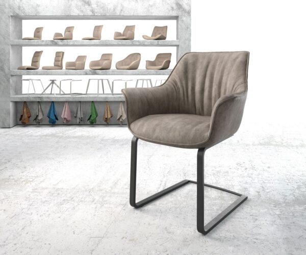 Jídelní židle Keila-Flex s područkami mikrovlákno taupe vintage plochá jídelní židle černá