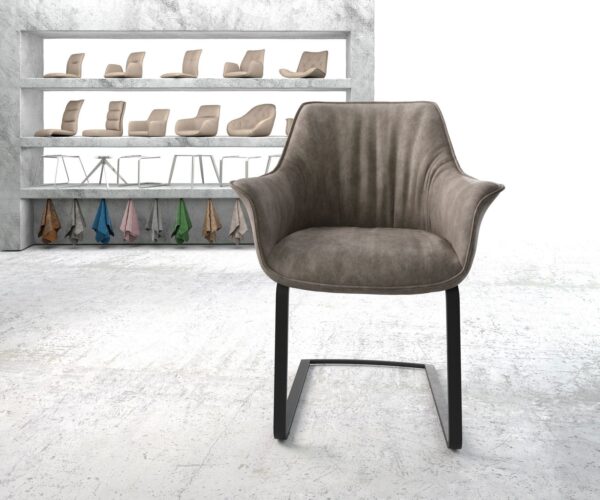 Jídelní židle Keila-Flex s područkami mikrovlákno taupe vintage plochá jídelní židle černá - Image 2