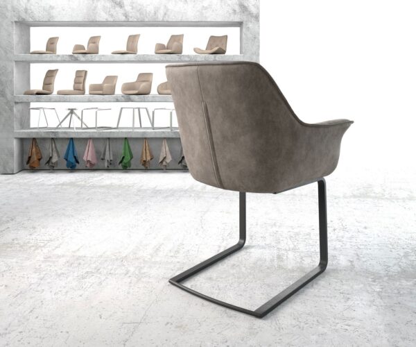 Jídelní židle Keila-Flex s područkami mikrovlákno taupe vintage plochá jídelní židle černá - Image 4