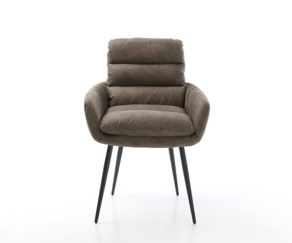 Jídelní židle Abelia-Flex s područkami taupe vintage, čtyřnohá, zúžená, černá - Image 2