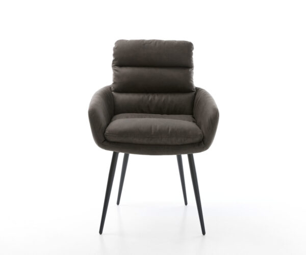 Jídelní židle Abelia-Flex s područkami antracit vintage, čtyřnohý zúžený černý - Image 2