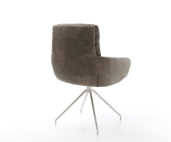 Jídelní židle Abelia-Flex s područkami taupe vintage, křížová podnož, zúžená nerezová ocel - Image 5