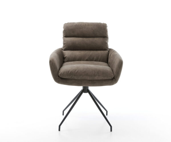 Jídelní židle Abelia-Flex s područkami taupe vintage, křížová černá zužující se podnož - Image 2