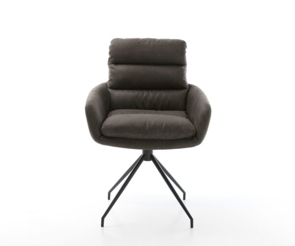 Jídelní židle Abelia-Flex s područkami antracit vintage, křížová podnož, zužující se černá - Image 2