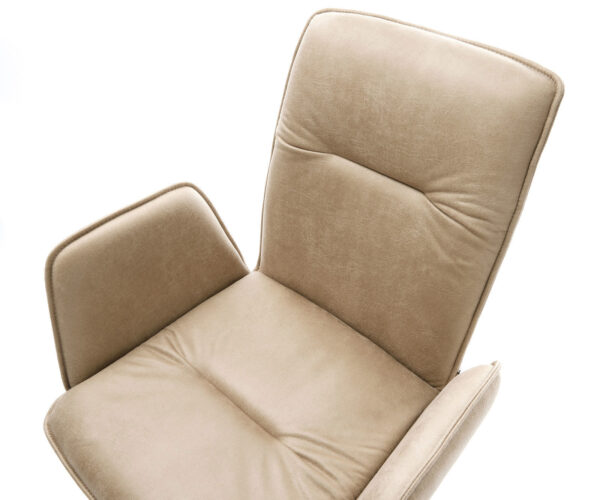 Otočná židle Vinja-Flex béžová vintage mikrovlákno dřevěná podnož hranatá - Image 4