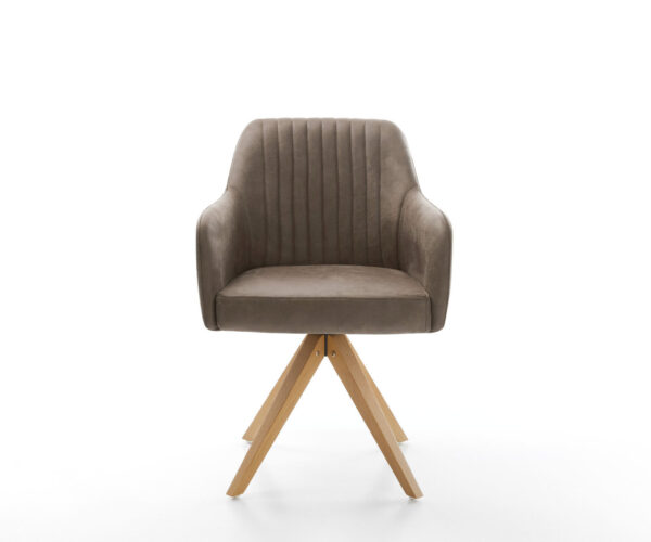 Jídelní židle Greg-Flex taupe vintage mikrovlákno dřevěný rám hranatý - Image 2