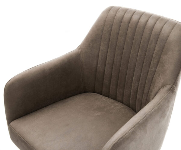 Jídelní židle Greg-Flex taupe vintage mikrovlákno dřevěný rám hranatý - Image 4