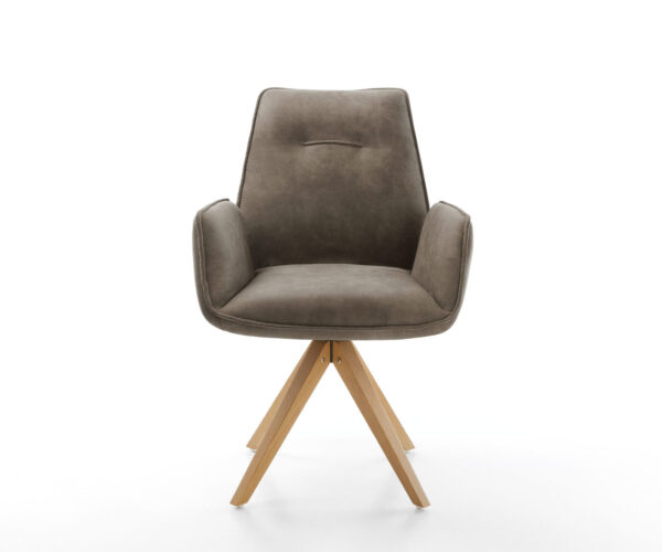 Jídelní židle Zoa-Flex taupe vintage mikrovlákno dřevěný rám hranatý - Image 2