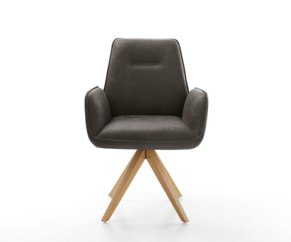 Jídelní židle Zoa-Flex antracit vintage mikrovlákno dřevěný rám hranatý - Image 2