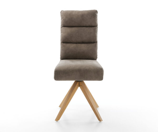 Jídelní židle Pela-Flex taupe vintage mikrovlákno dřevěný rám hranatý - Image 2