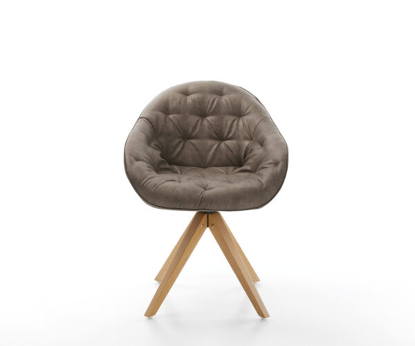 Jídelní židle Gaio-Flex taupe vintage mikrovlákno dřevěný rám hranatý - Image 2