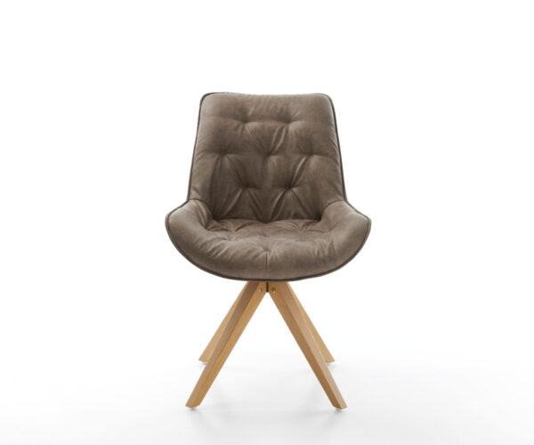 Jídelní židle Taimi-Flex taupe vintage mikrovlákno dřevěný rám hranatý - Image 2