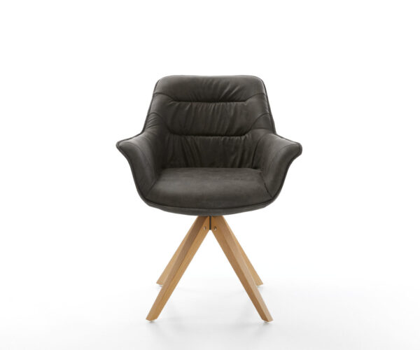 Jídelní židle Kaira-Flex antracit vintage mikrovlákno dřevěný rám hranatý - Image 2