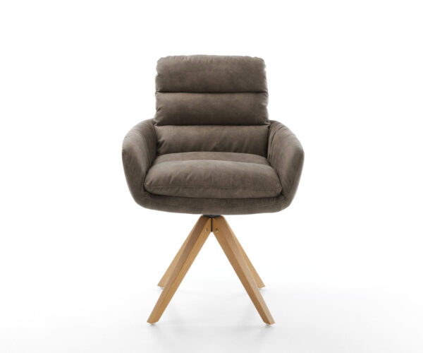 Jídelní židle Abelia-Flex s područkami taupe vintage mikrovlákno dřevěný rám hranatý - Image 2