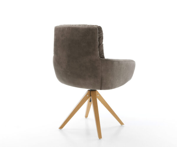 Jídelní židle Abelia-Flex s područkami taupe vintage mikrovlákno dřevěný rám hranatý - Image 5