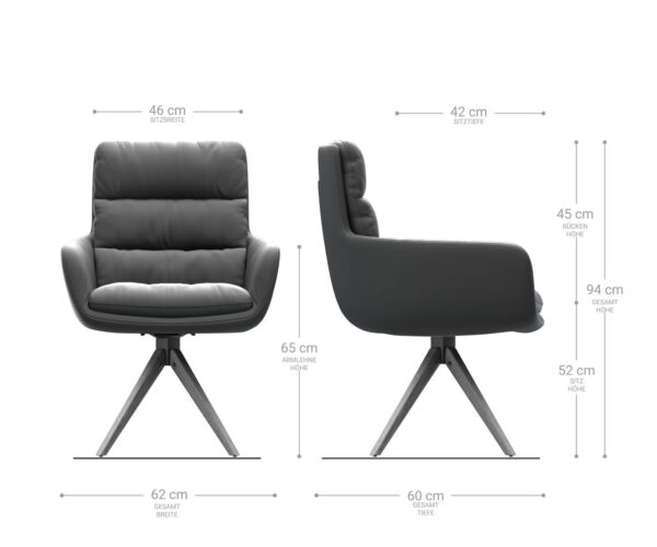 Jídelní židle Abelia-Flex s područkami, světle šedá strukturovaná látka, hranatý dřevěný rám - Image 6