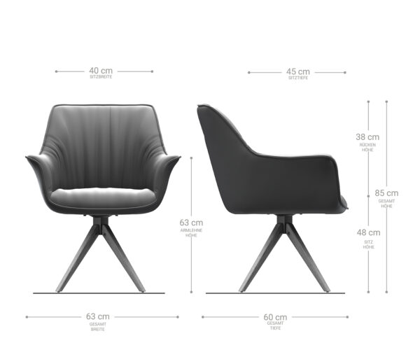 Jídelní židle Keila-Flex s područkami antracit vintage mikrovlákno dřevěný rám hranatý - Image 6