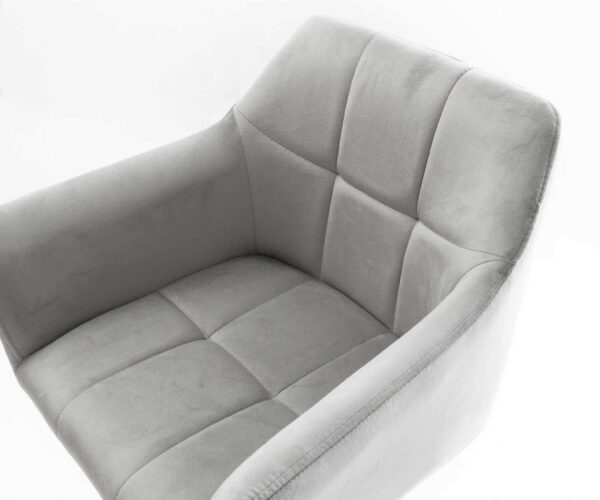 Barová židle Yulo-Flex sametově šedá, otočná, nastavitelná, kovová podstava - Image 4