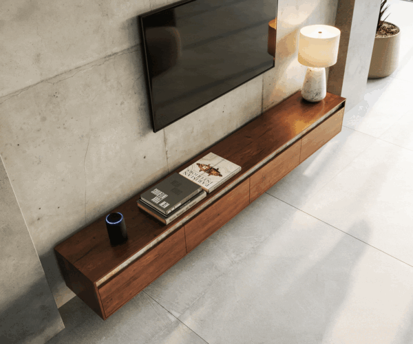TV stolek Stonegrace 240 cm akácie hnědá břidlice 4 dveře závěsná - Image 4