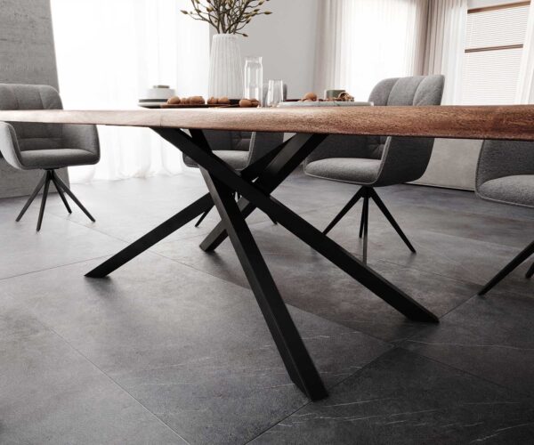 Jídelní stůl Edge 300x100 XL Akácie hnědá Cross Base obdélník černý Live - Image 7