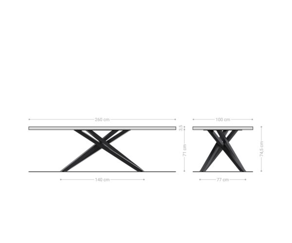 Jídelní stůl Edge 260x100 akácie natural křížová podnož obdélník nerezová ocel Live - Image 7