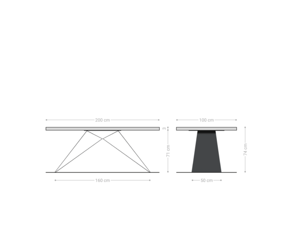 Jídelní stůl Edge 200x100 cm přírodní dub, středová noha, V-rám černý - Image 6