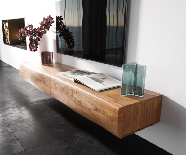 TV stolek New Live-Edge 175 cm přírodní akácie, 4 dveře, závěsná - Image 2