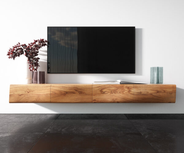 TV stolek New Live-Edge 175 cm přírodní akácie, 4 dveře, závěsná - Image 4