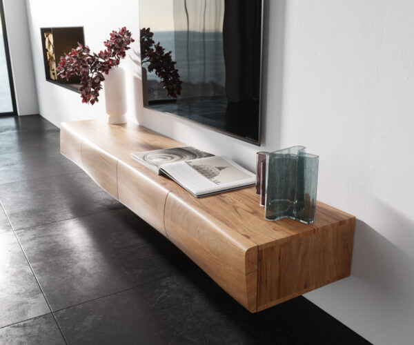 TV stolek New Live-Edge 200 cm přírodní akácie 4 dveře závěsná - Image 2