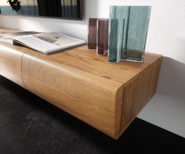 TV stolek New Live-Edge 200 cm přírodní akácie 4 dveře závěsná - Image 5
