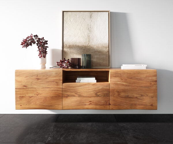 Komoda New Live Edge 175 cm přírodní akácie 2 dveře 2 zásuvky 1 přihrádka plovoucí New Live-Edge Live Edge 175 cm přírodní akácie 2 dveře 2 zásuvky 1 přihrádka plovoucí - Image 4