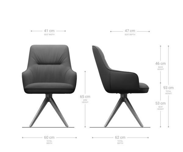 Jídelní židle Zelia-Flex dřevěný rám lemovaný přírodní černou pravou kůží - Image 6