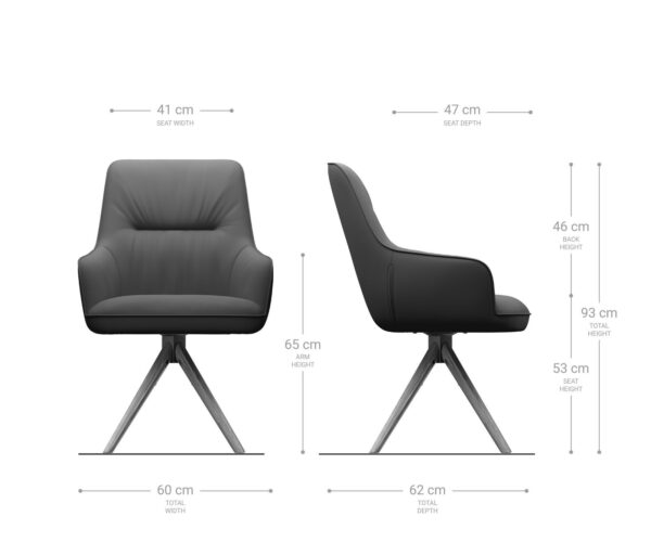 Jídelní židle Zelia-Flex s područkami, křížová podnož, široké, černý samet, šedá, otočné o 360° - Image 6