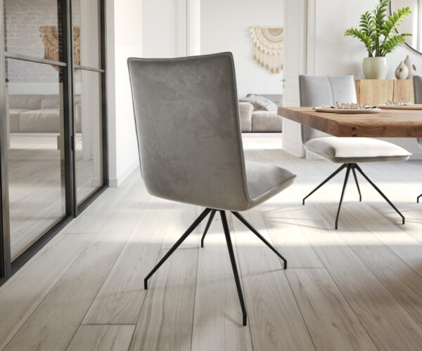 Jídelní židle Lelio-Flex křížová konstrukce, kuželovitá, černý samet, šedá, otočná o 180° - Image 5