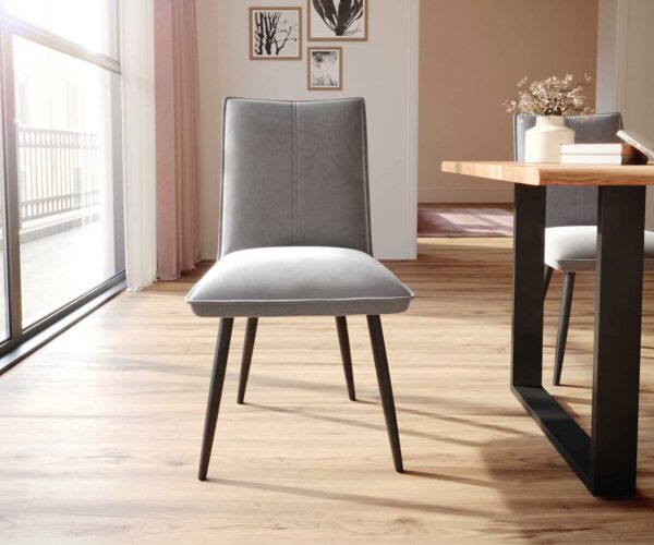 Jídelní židle Lelio-Flex 4 nohy, zužující se, černý samet, šedá mikrovlákna, taupe vintage - Image 2
