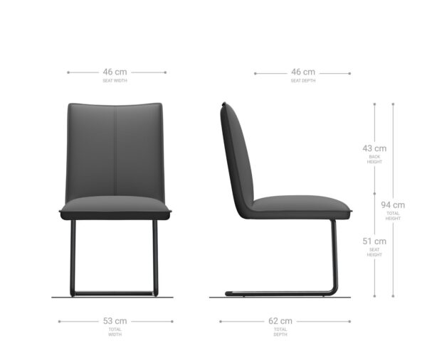 Jídelní židle Lelio-Flex s konzolovou konstrukcí, kulaté, černé, sametové, šedé - Image 6