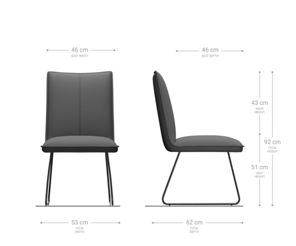 Jídelní židle Lelio-Flex s kluzáky, černý rám, šedý samet - Image 6