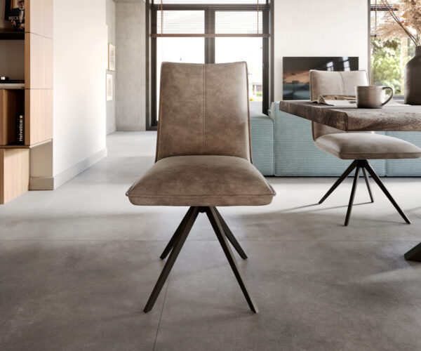 Jídelní židle Lelio-Flex křížová podnož široká černá mikrovlákno taupe otočná o 360° - Image 2