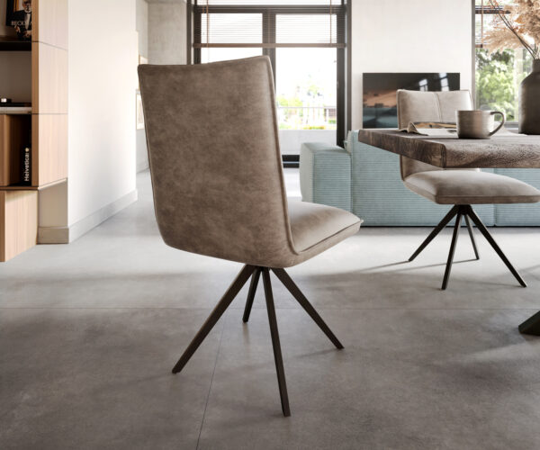 Jídelní židle Lelio-Flex křížová podnož široká černá mikrovlákno taupe otočná o 360° - Image 5