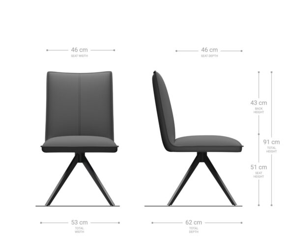 Jídelní židle Lelio-Flex křížová podnož široká černá mikrovlákno taupe otočná o 360° - Image 6