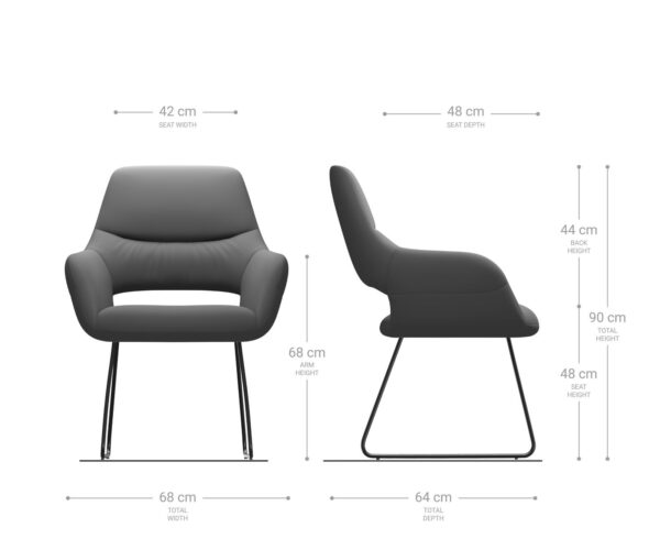Jídelní židle Yago-Flex s kluznou konstrukcí, nerezová ocel, pravá kůže, černá - Image 6